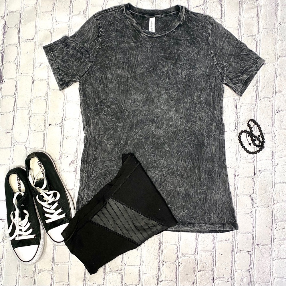 Distressed acid wash black tshirt